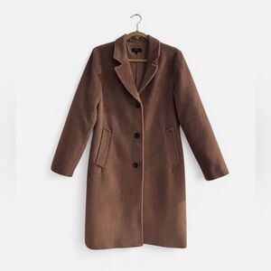 Quince Camel Hair Classic Single Breasted Midi Coat Mocha Brown Medium